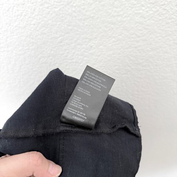 [Anthropologie] Black Linen Blend Retro V-Neck Halter Crop Tank NWT Size Large L - Picture 8 of 9